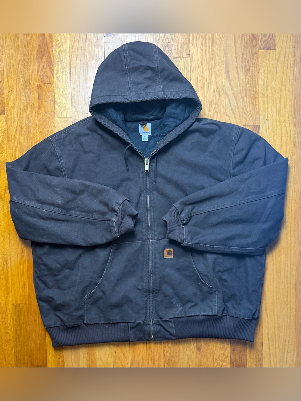 Carhartt Black Hooded Zip-Front Work Jacket 3XL